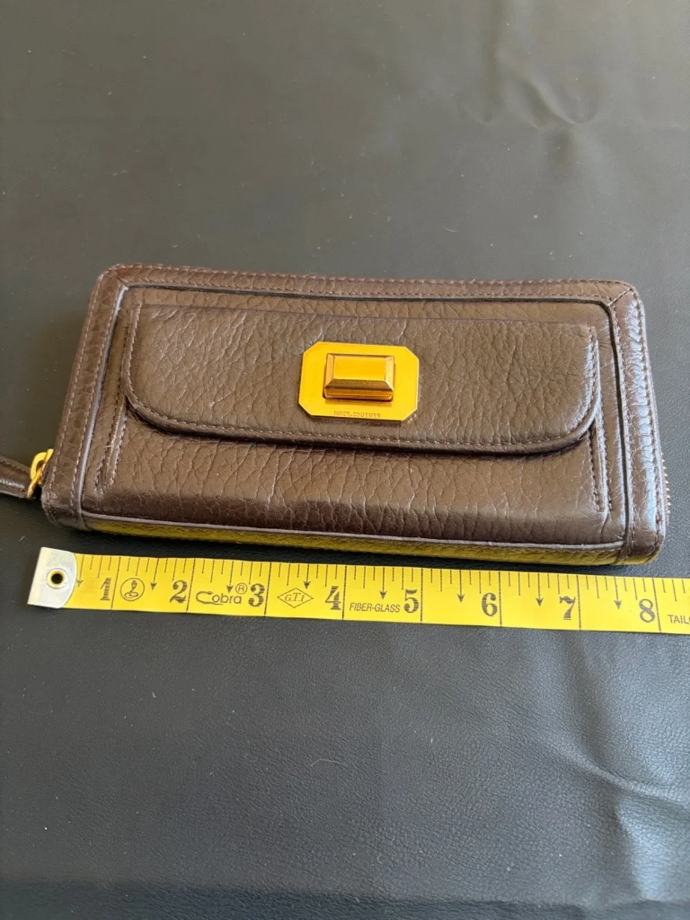 Juicy Couture Brown Leather Turn Lock Zip Around Wallet